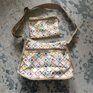 Le sport sac Floral Multi-Color Crossbody Bag with Removable Pouch